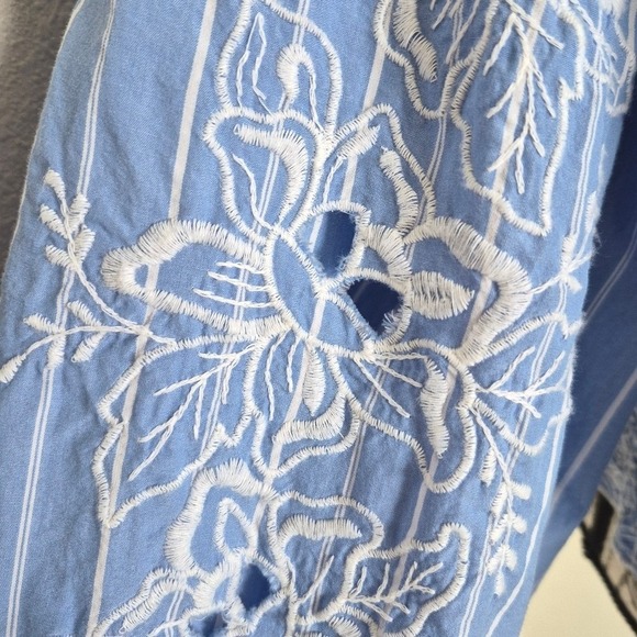 Future Collective Eyelet Floral Peasant Blouse XXL Blue Cotton Boho Cottagecore - Picture 14 of 17